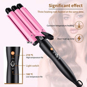 Curling Iron Wand With Lcd Temperature Display - 1 Inch Ceramic Tourmaline Triple Barrels Coating Hair Curler