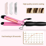 Curling Iron Wand With Lcd Temperature Display - 1 Inch Ceramic Tourmaline Triple Barrels Coating Hair Curler