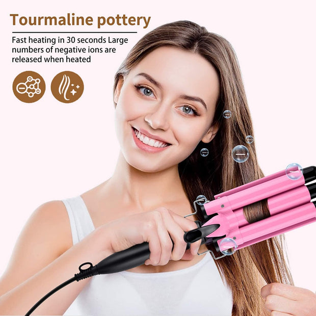 20/32mm Ceramic Triple Barrels Professional Hair Waver for All Hair Types