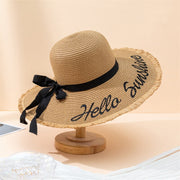 Elegant Wide Brim Straw Hat(with Ribbon)