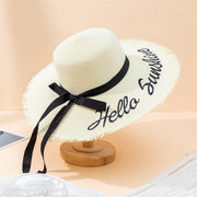 Elegant Wide Brim Straw Hat(with Ribbon)