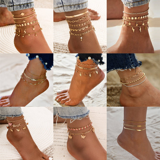 Bohemia Gold Color Chain Ankle Bracelet /Butterfly Charm